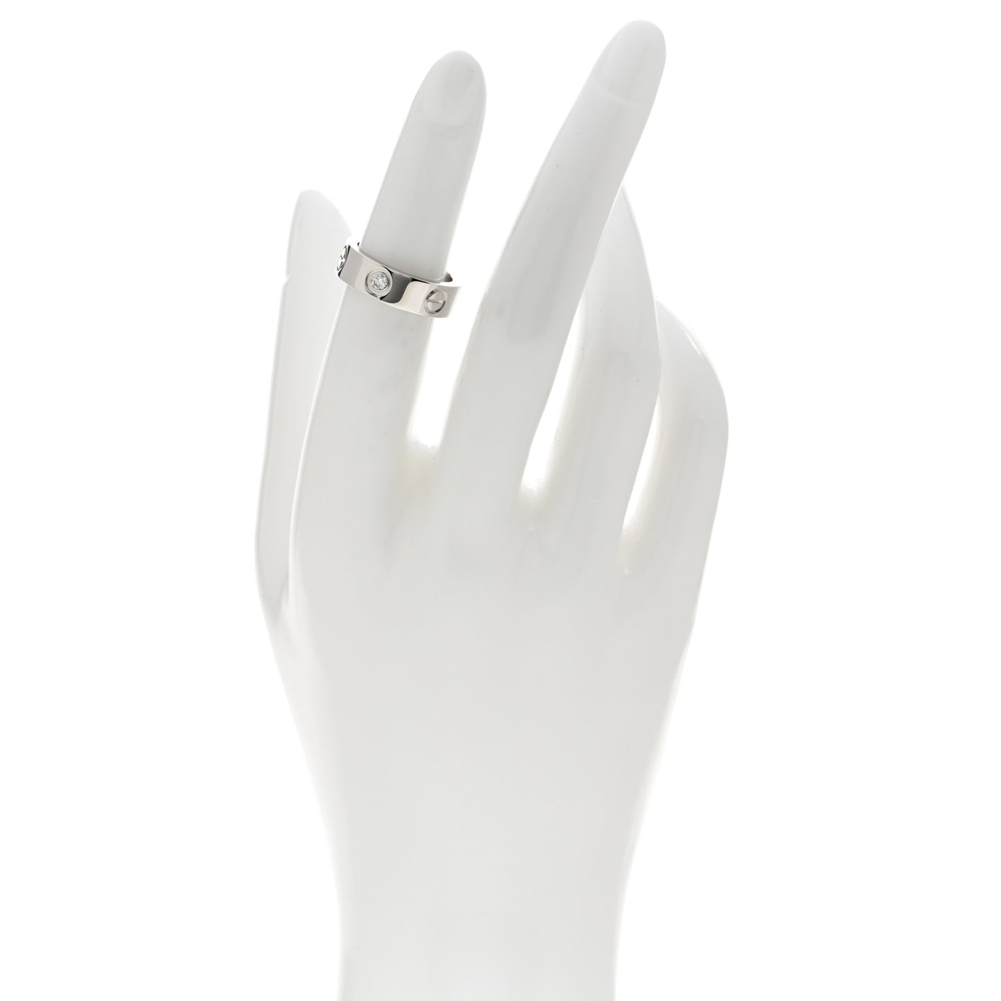 18K White Gold 3 Diamond 5.5mm LOVE Ring 48 4.5
