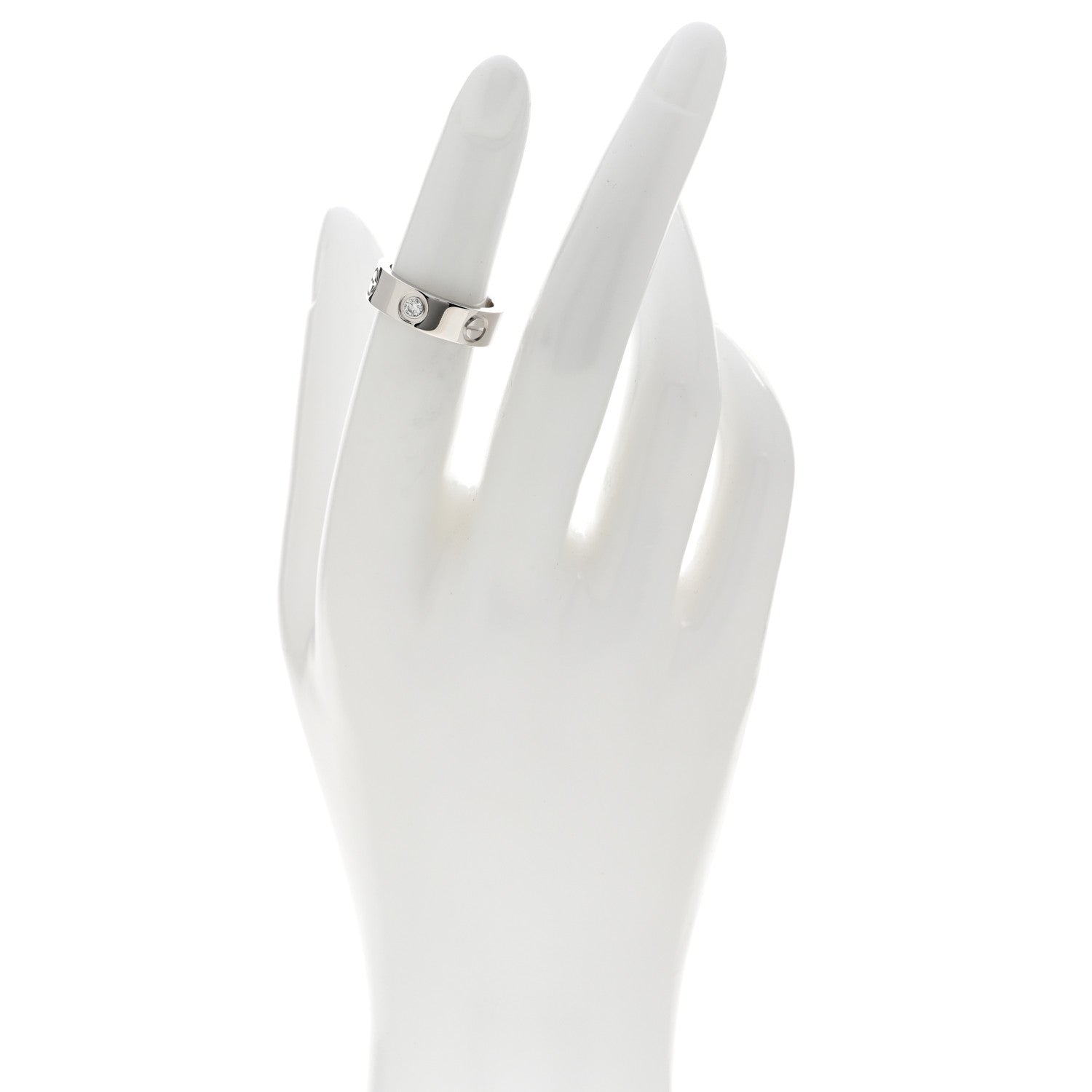 Cartier 18K White Gold 3 Diamond 5.5mm LOVE Ring 48 4.5 2 of 5