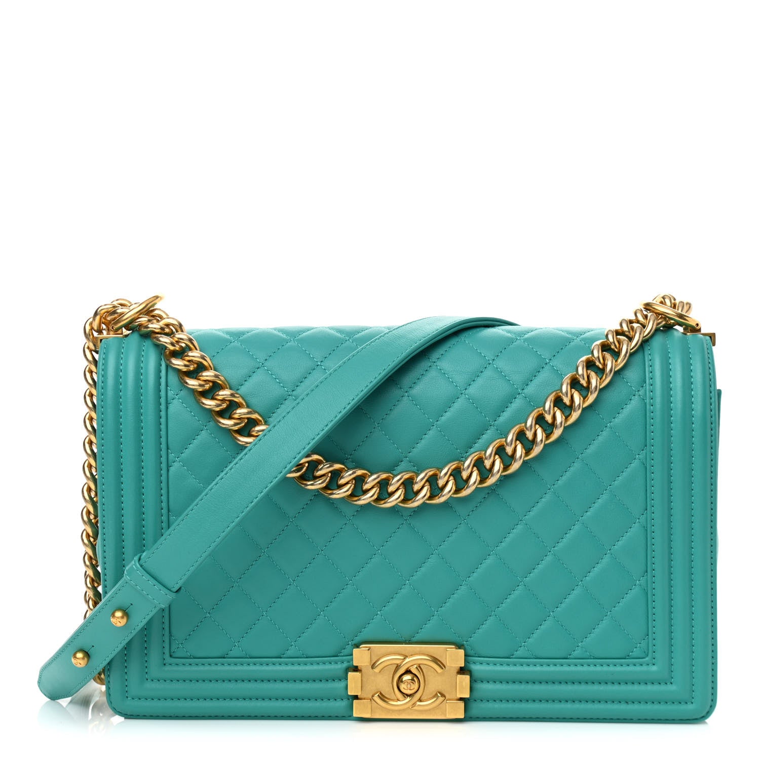 Chanel Calfskin Quilted New Medium Boy Flap Dark Turquoise 1 of 12