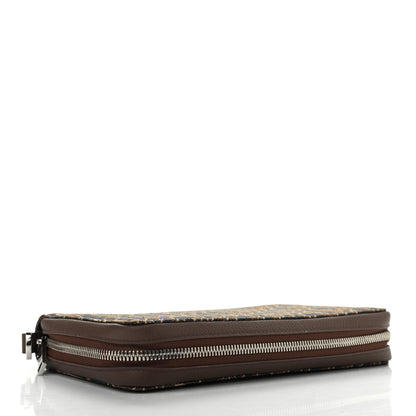 Christian Dior Oblique Zip Around Travel Wallet Brown Navy 4 of 8