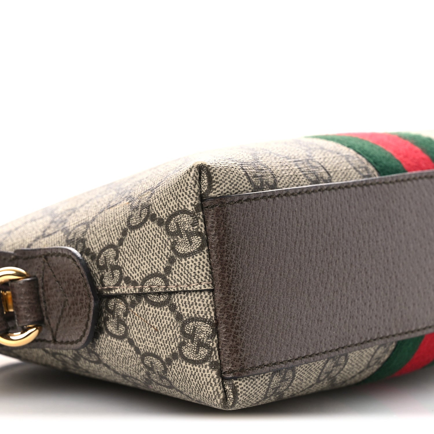 Gucci GG Supreme Monogram Textured Dollar Calfskin Web Small Ophidia Dome Shoulder Bag Beige Ebony New Acero 9 of 11