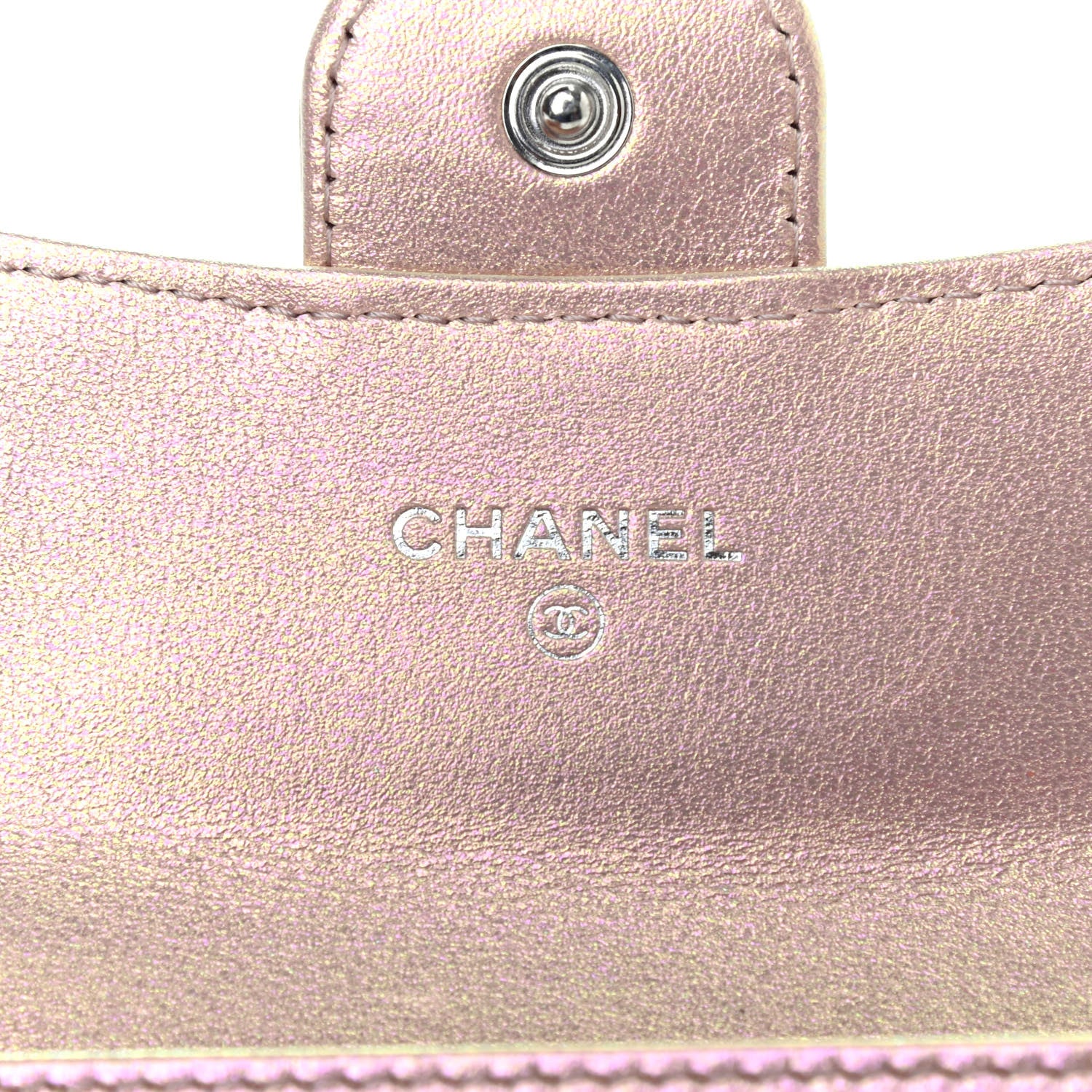 Chanel Iridescent Calfskin Quilted Flap Card Holder Wallet Pink 6 of 8
