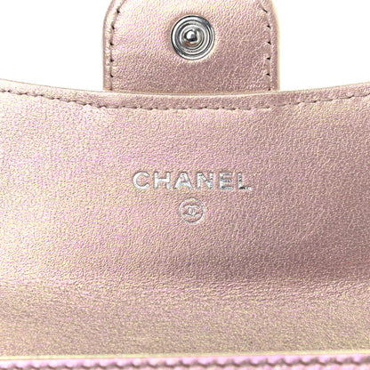 Chanel Iridescent Calfskin Quilted Flap Card Holder Wallet Pink 6 of 8