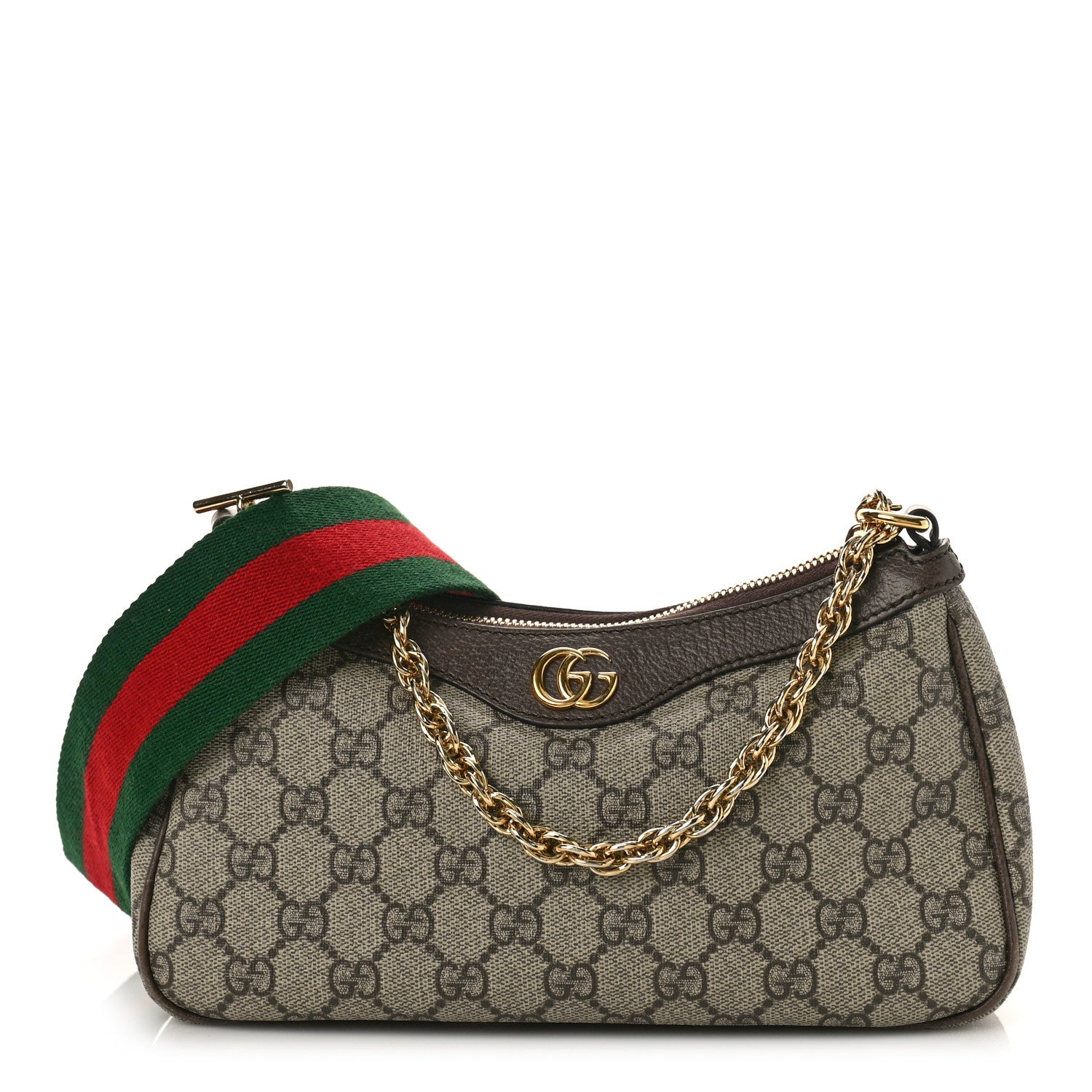 Gucci GG Supreme Monogram Textured Dollar Calfskin Web Small Ophidia GG Handbag Beige Ebony New Acero 1 of 10