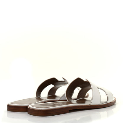 Hermes Box Calfskin Oran Sandals 39 White 4 of 9