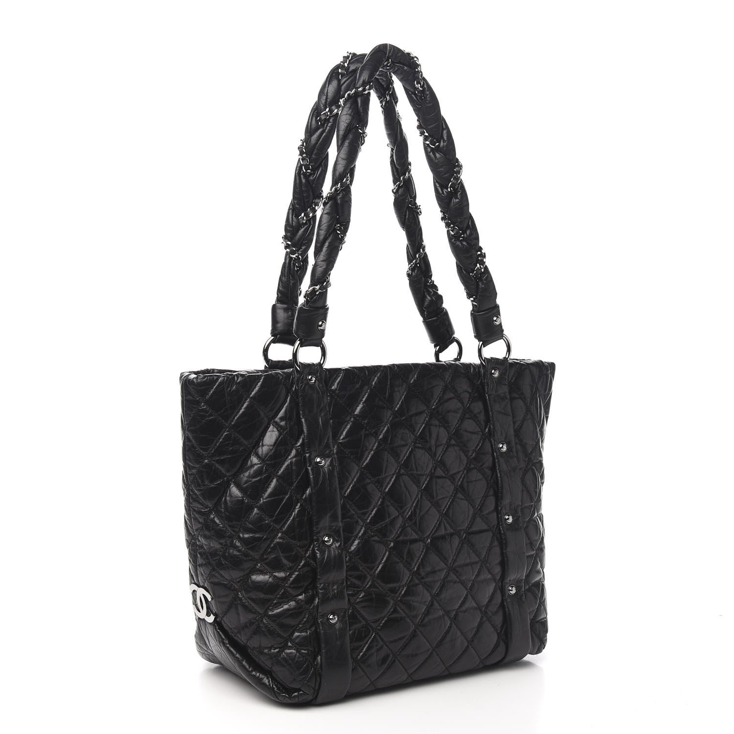 Chanel Distressed Lambskin Vintage Ligne Lady Braid Tote Black 2 of 9