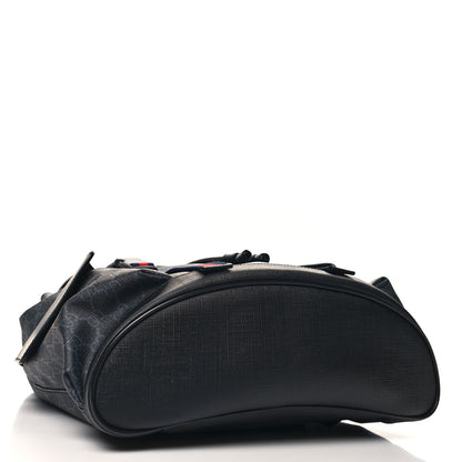 Gucci Soft GG Supreme Monogram Calfskin Web Double Buckle Backpack Black 4 of 10
