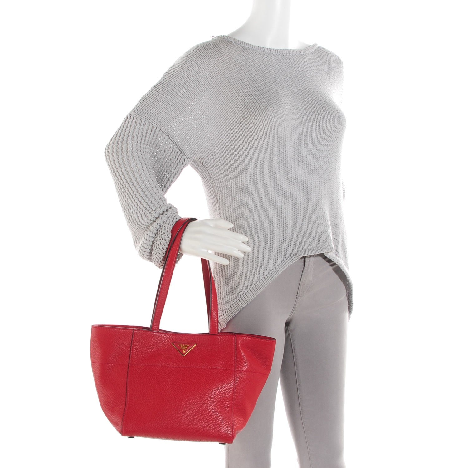 Prada Vitello Daino Tote Rosso 2 of 10