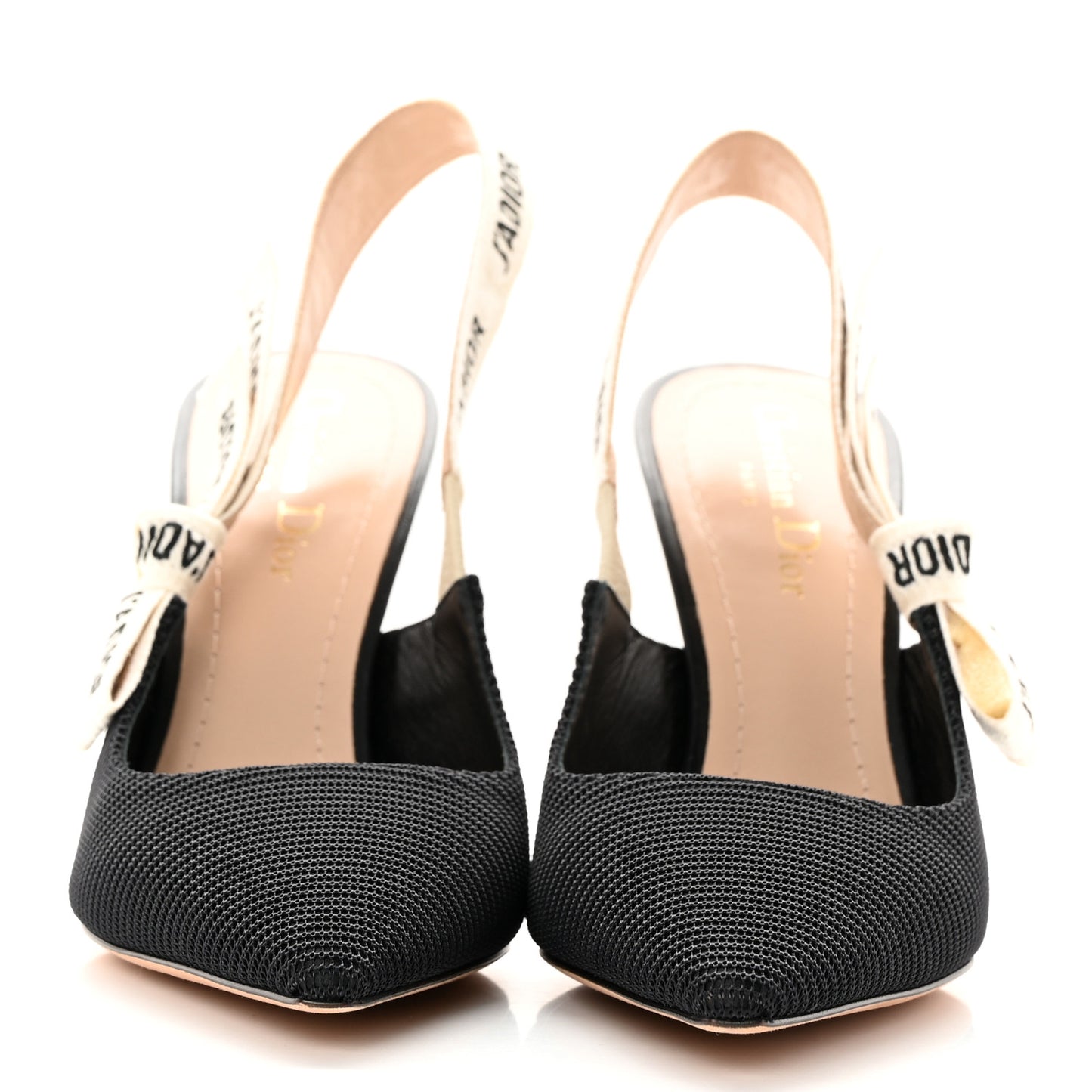 Technical Canvas Ribbon J'Adior Slingback 100mm Pumps 38 Black