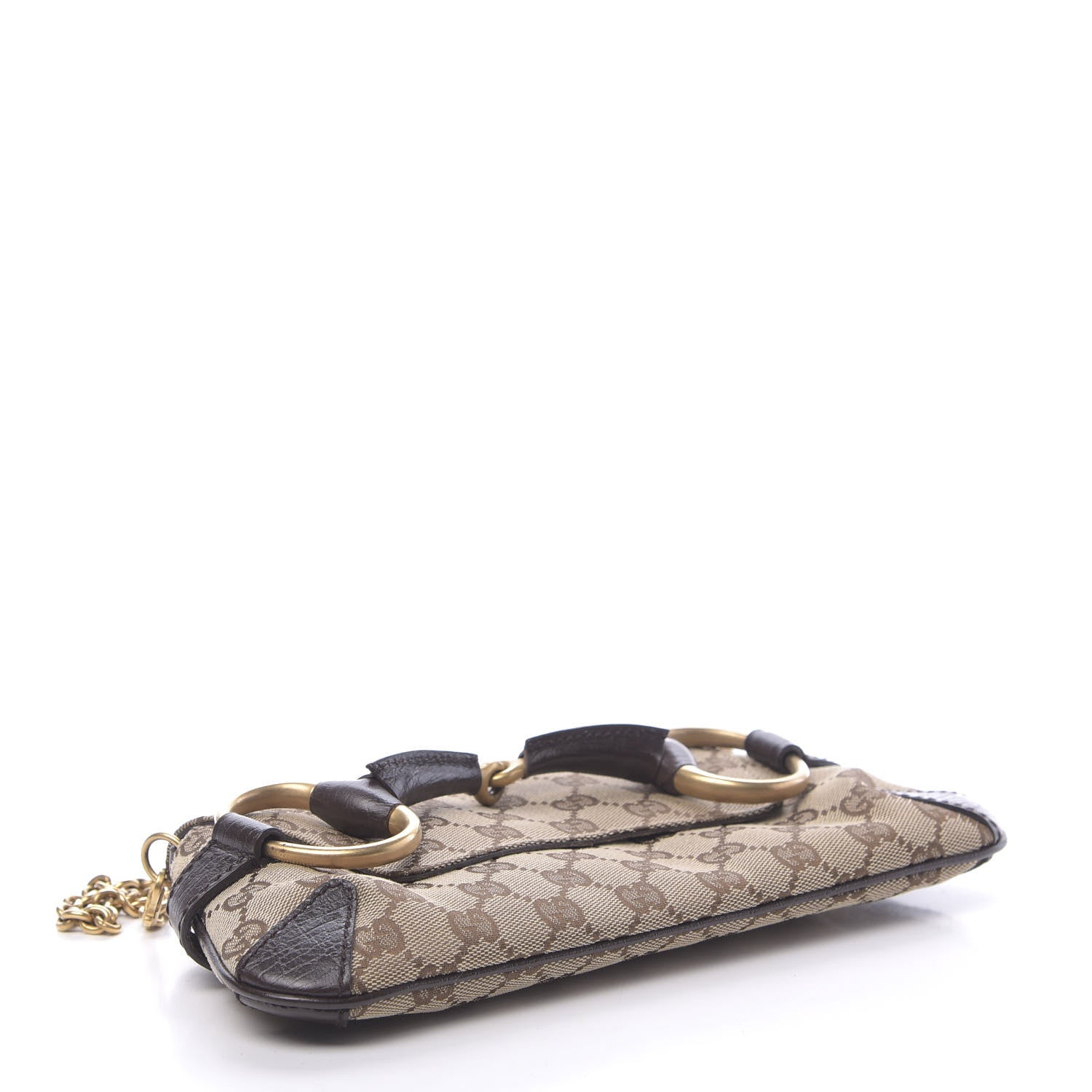 Gucci Monogram Horsebit Clutch Dark Brown 4 of 10