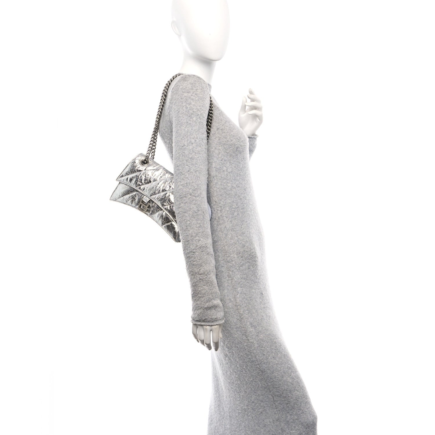 Balenciaga Crushed Calfskin Quilted Small Crush Chain Bag Silver 2 of 9