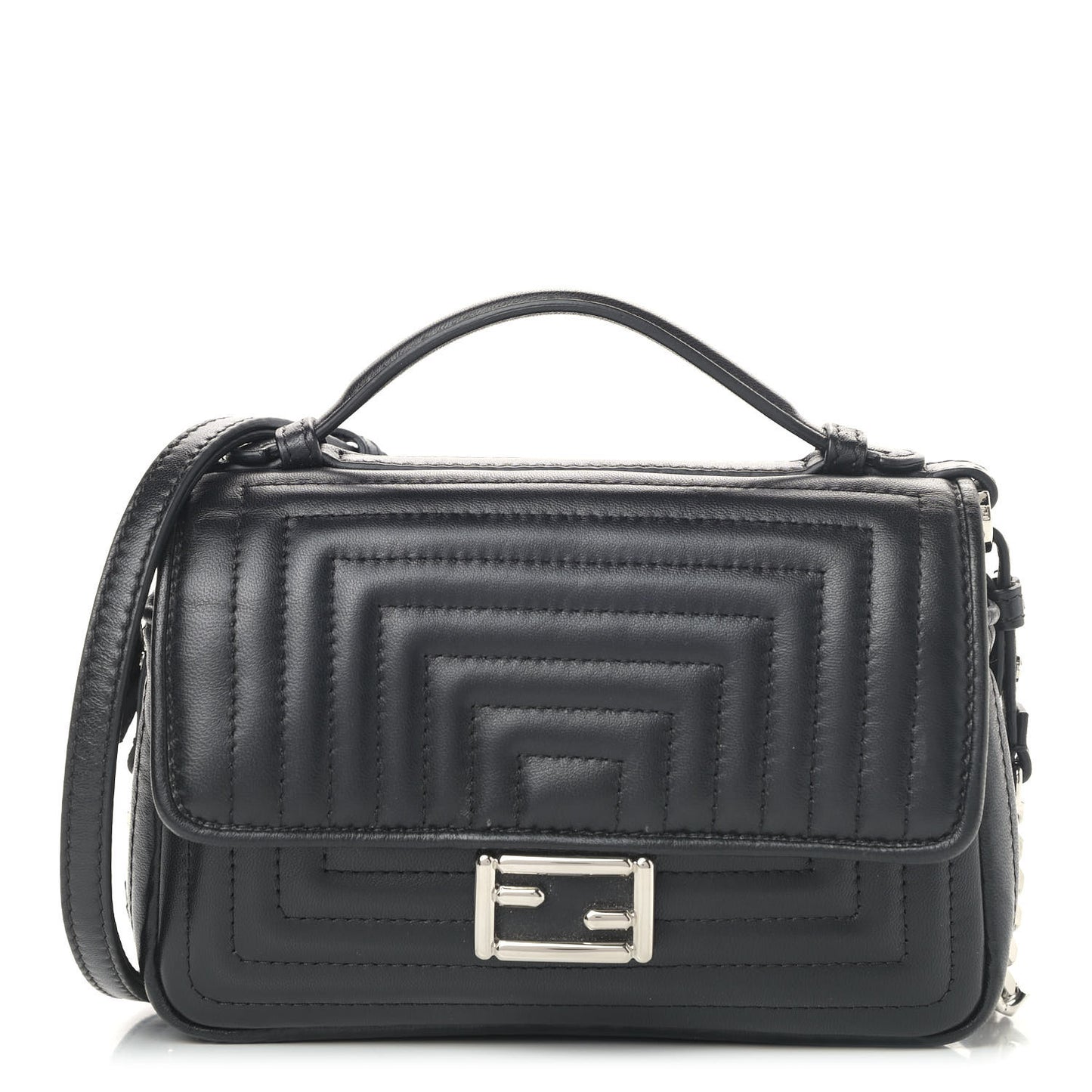 Shiny Nappa Trapuntata Micro Double Baguette Black