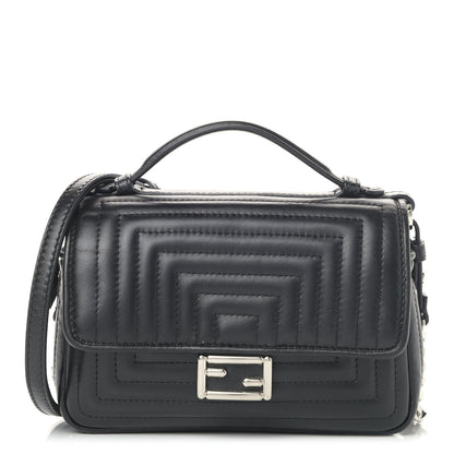 Fendi Shiny Nappa Trapuntata Micro Double Baguette Black 1 of 11