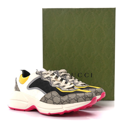 Gucci GG Supreme Monogram Mix Monogram Mens Rhyton Sneakers 8 London Blue Beige Sun Yellow 8 of 8