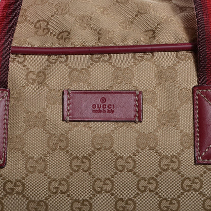 Gucci GG Monogram Web Medium Collapsable Carry On Duffle Beige Red 8 of 8