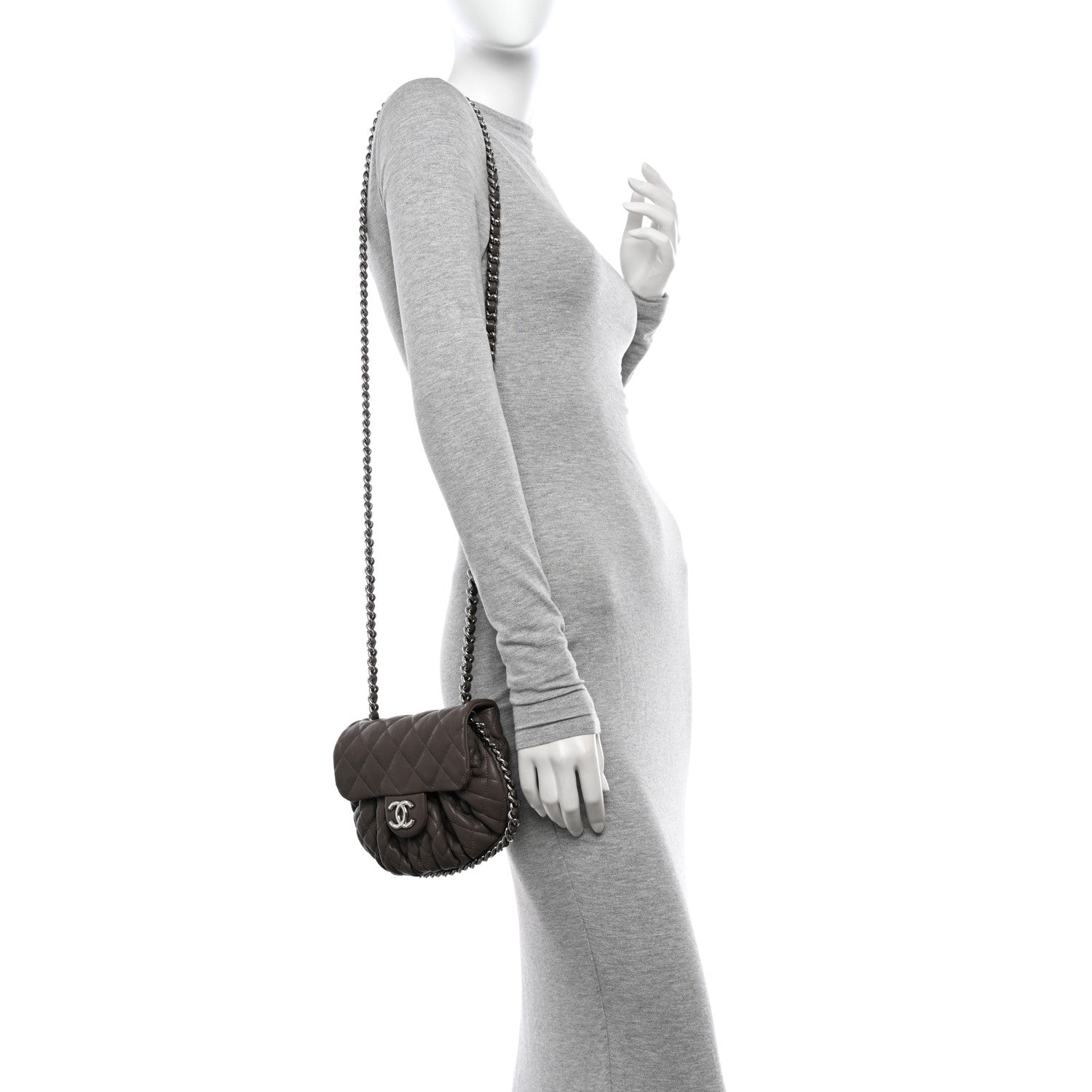 Chanel Washed Lambskin Quilted Mini Chain Around Flap Taupe 3 of 14