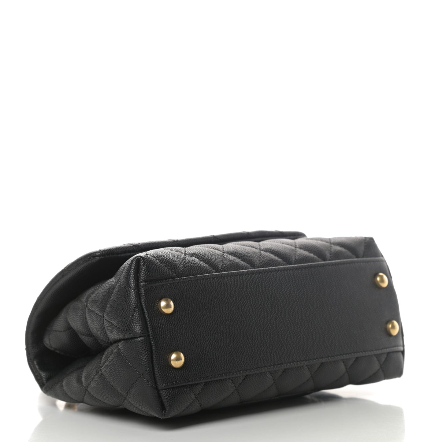 Caviar Lizard Quilted Mini Coco Handle Flap Black
