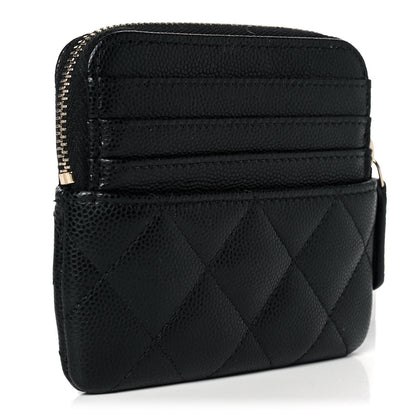 Chanel Caviar Quilted Zip Card Holder Wallet Black 3 of 8