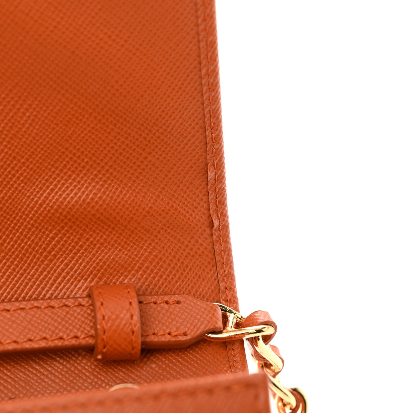 Saffiano Metal Oro Chain Wallet Papaya