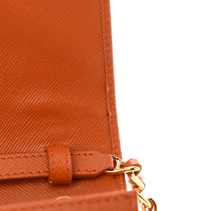 Prada Saffiano Metal Oro Chain Wallet Papaya 10 of 13