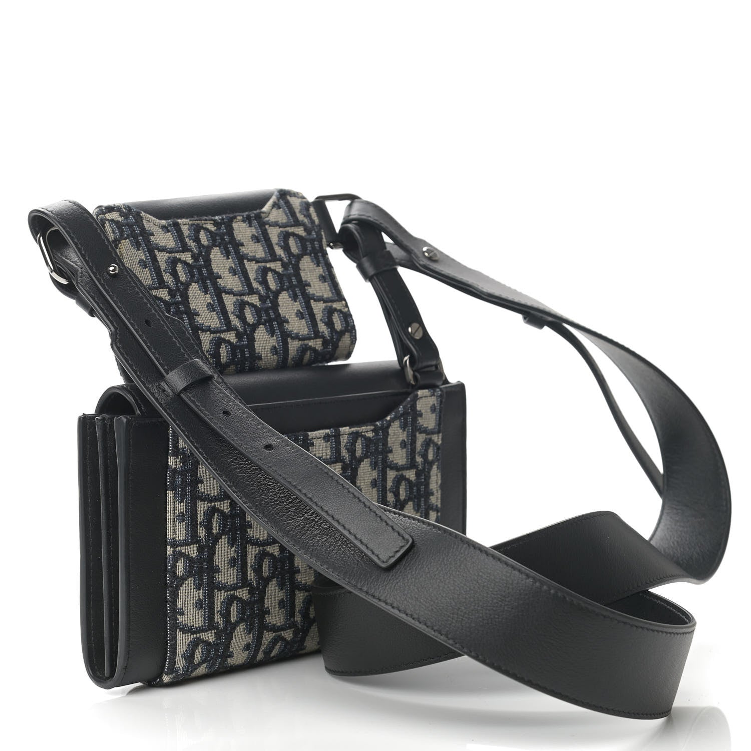 Christian Dior Oblique Smooth Calfskin Elite Shoulder Pouch Beige Black 3 of 12