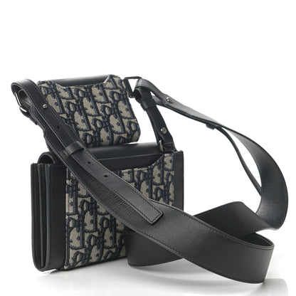 Christian Dior Oblique Smooth Calfskin Elite Shoulder Pouch Beige Black 3 of 12