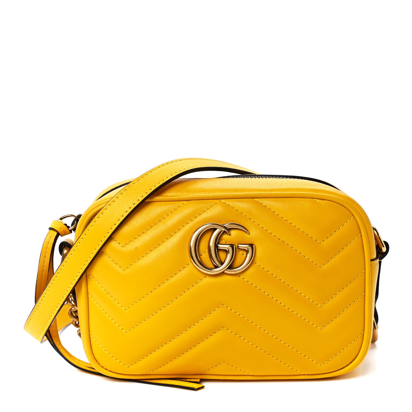 Calfskin Matelasse Mini GG Marmont Chain Shoulder Bag Stone Topaz