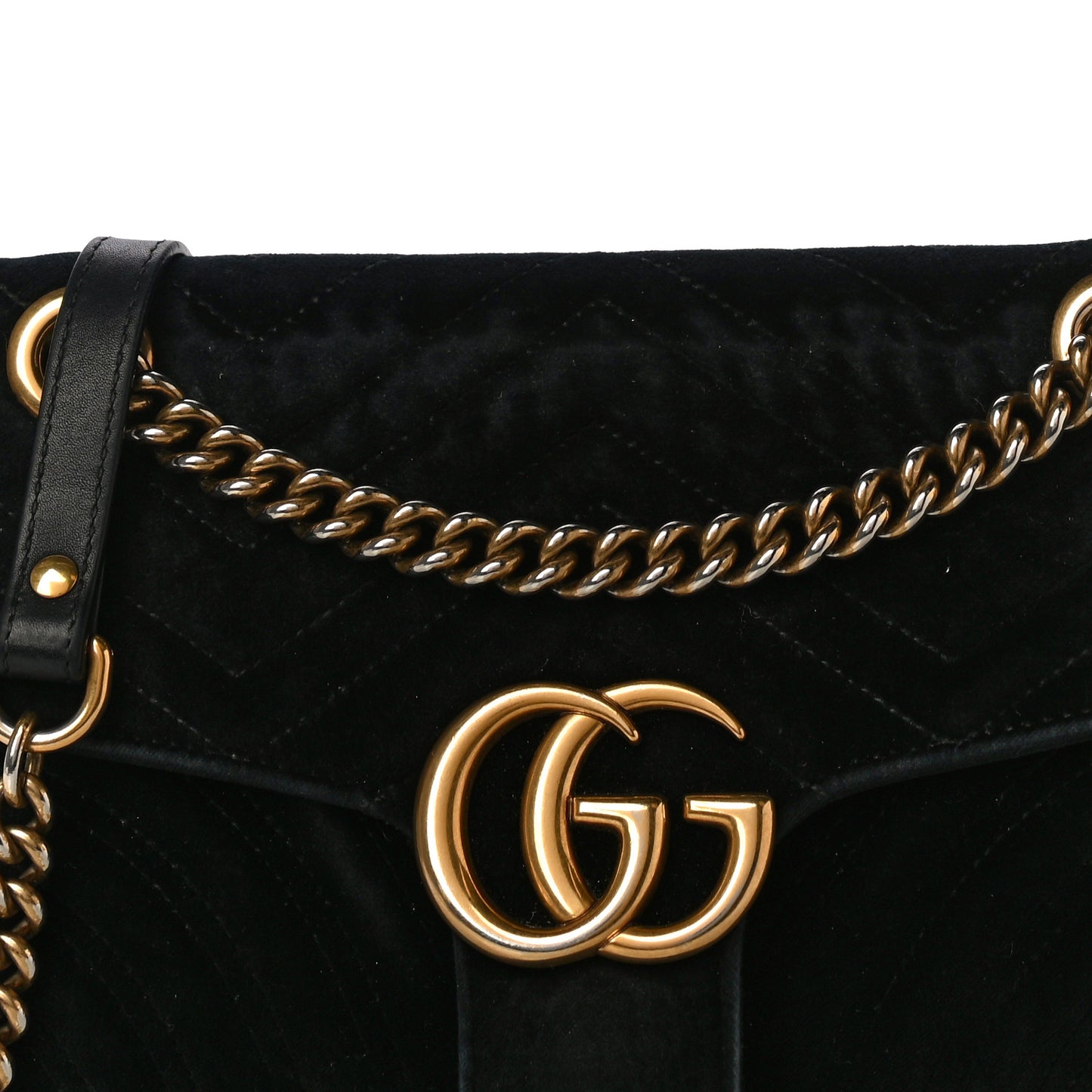 Velvet Matelasse Small GG Marmont Shoulder Bag Black