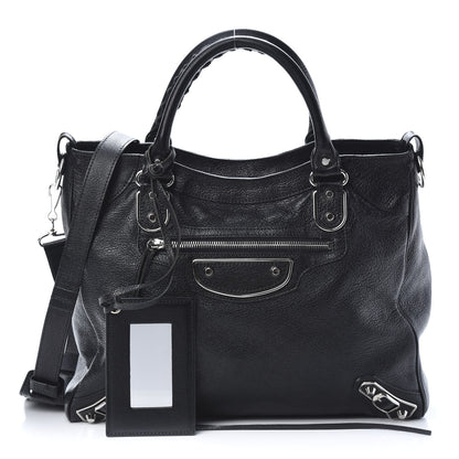 Balenciaga Chevre Silver Metallic Edge Hardware Velo Black 1 of 17