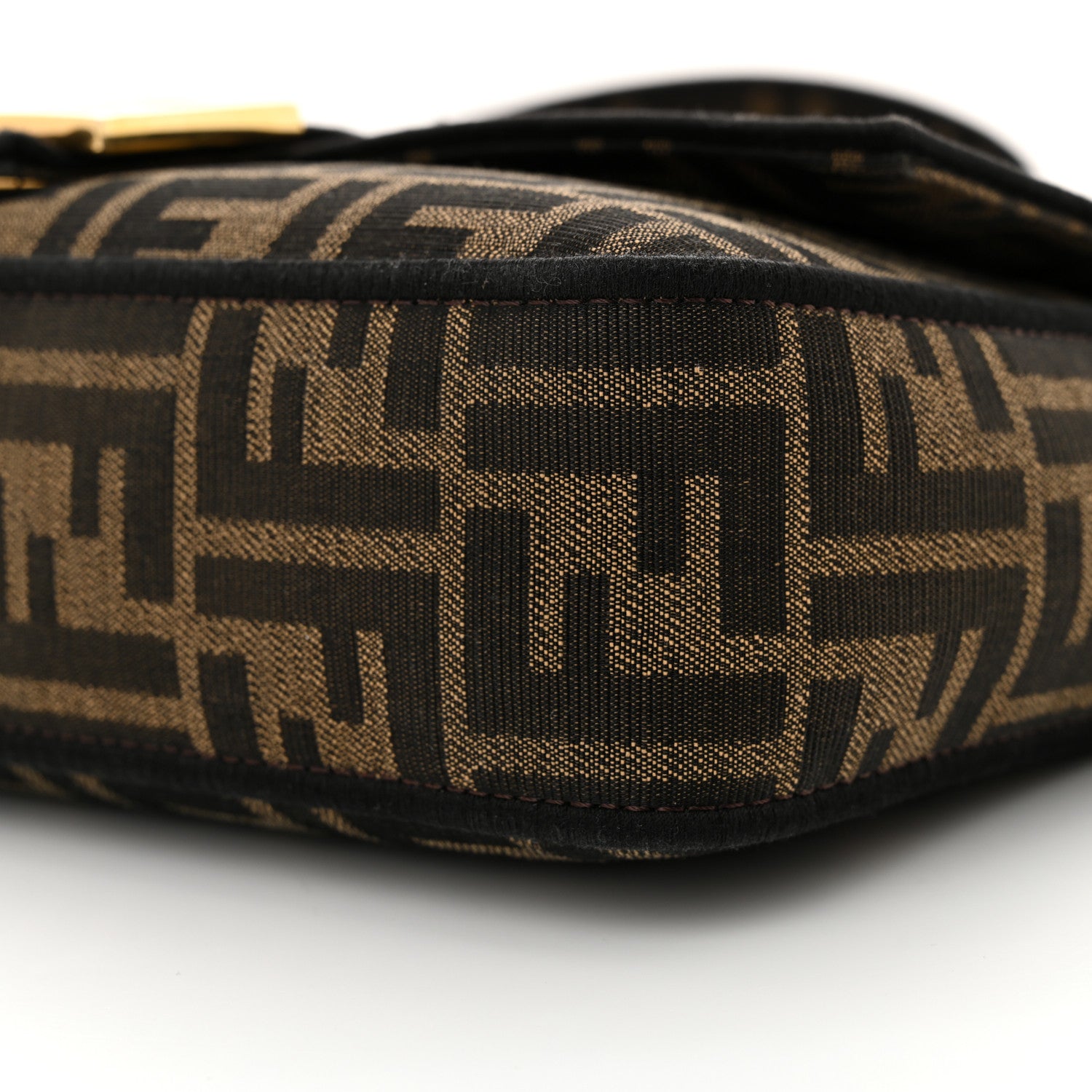 Fendi Fabric Jacquard FF 1974 Medium Baguette Tobacco Moro Black 10 of 11