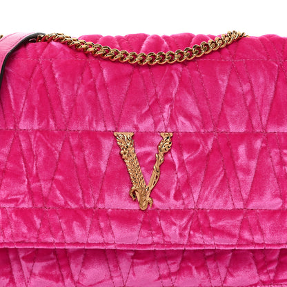 Versace Velvet Quilted Virtus Shoulder Bag Pink 8 of 10