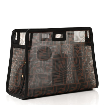 Fendi Mesh Vitello Century FF 1974 Mini Peekaboo Defender Cover Marrone Black Ebano 3 of 12