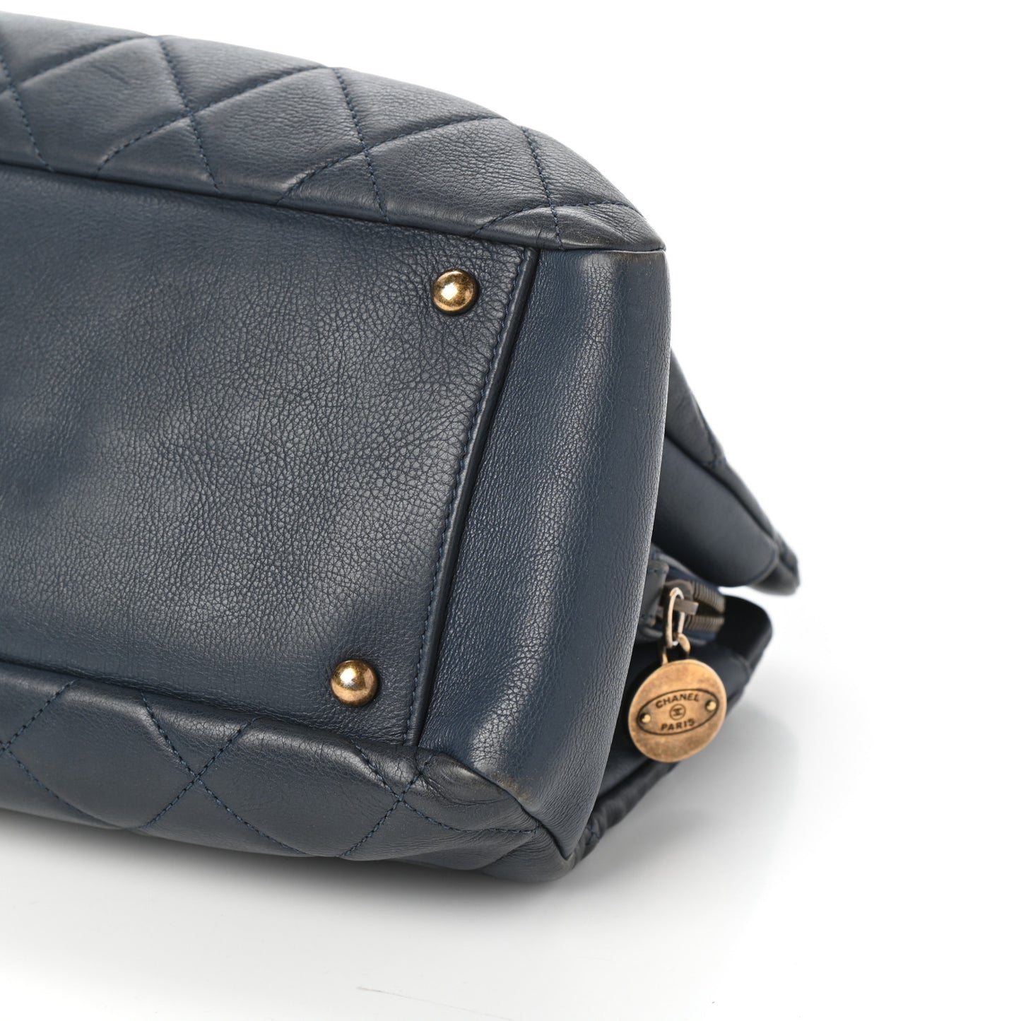 Calfskin Quilted Small CC Crown Tote Blue