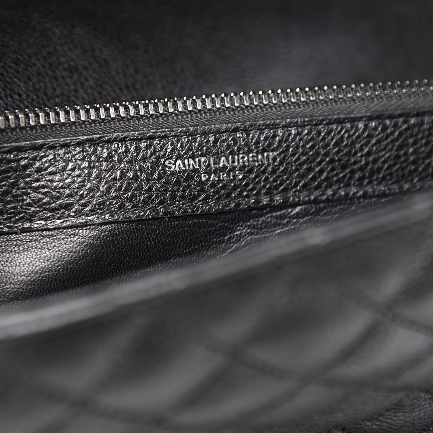 Saint Laurent Calfskin Mixed Matelasse Triquilt Large Monogram Envelope Satchel Black White 9 of 12