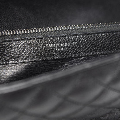 Saint Laurent Calfskin Mixed Matelasse Triquilt Large Monogram Envelope Satchel Black White 9 of 12