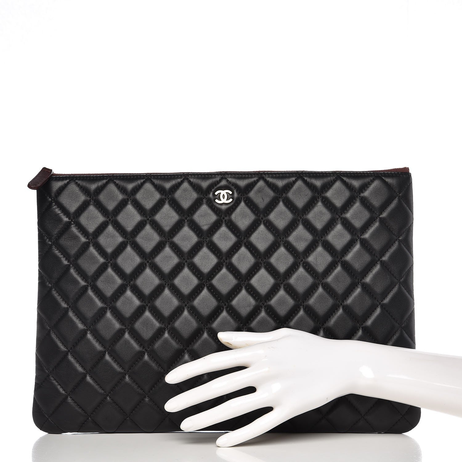 Chanel Lambskin Quilted Large Cosmetic Case Black 2 of 7