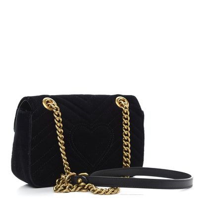 Gucci Velvet Matelasse Mini GG Marmont Shoulder Bag Black 3 of 11