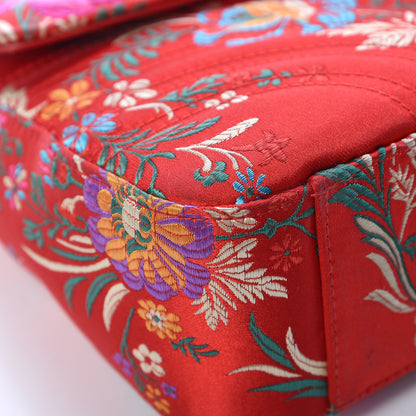 Gucci Jacquard Matelasse Floral Medium GG Marmont Shoulder Bag Red 12 of 17