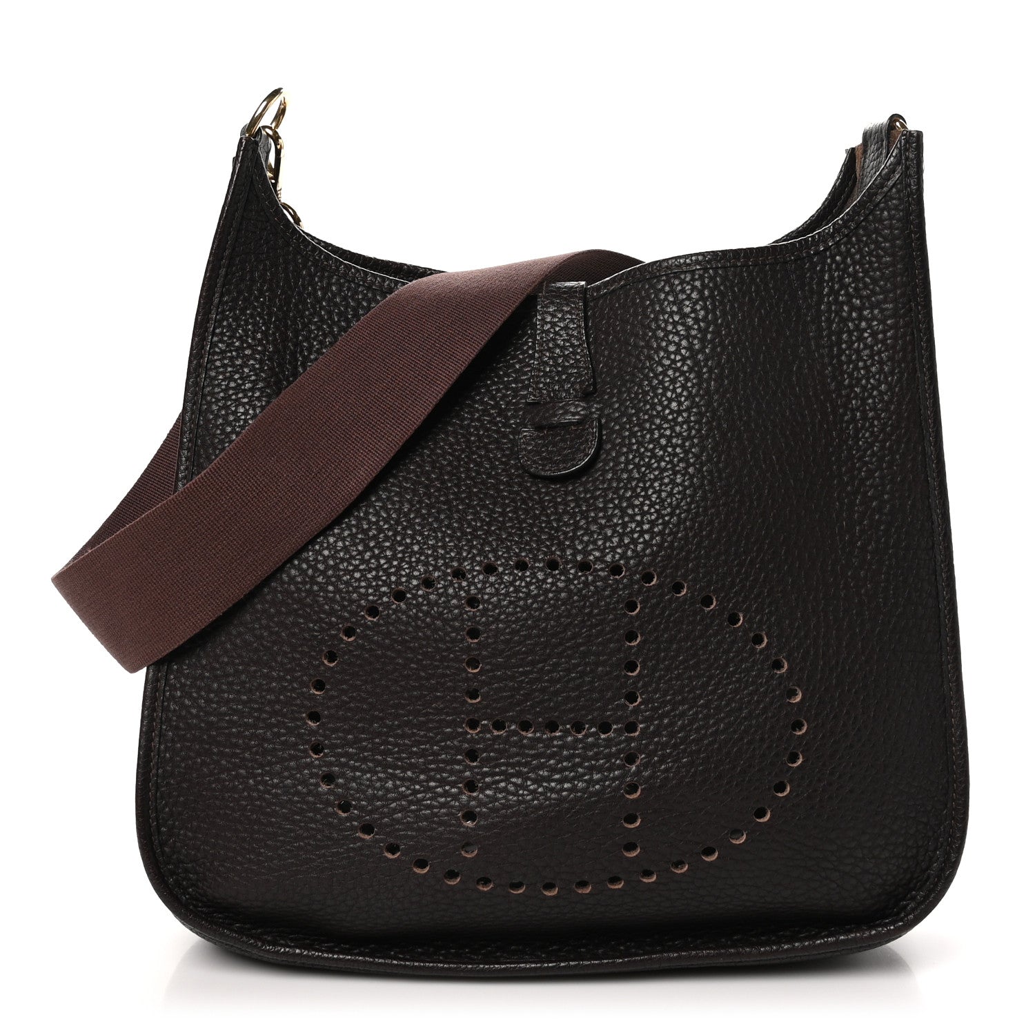 Hermes Taurillon Clemence Evelyne GM Chocolate 1 of 10
