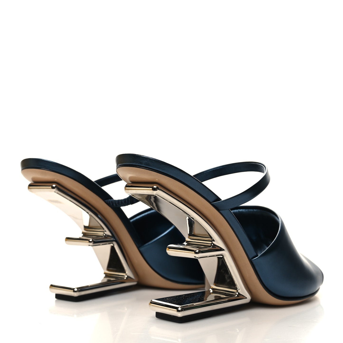 Metallic Calfskin Fendi First 95mm Slide Sandals 37.5 Perfect