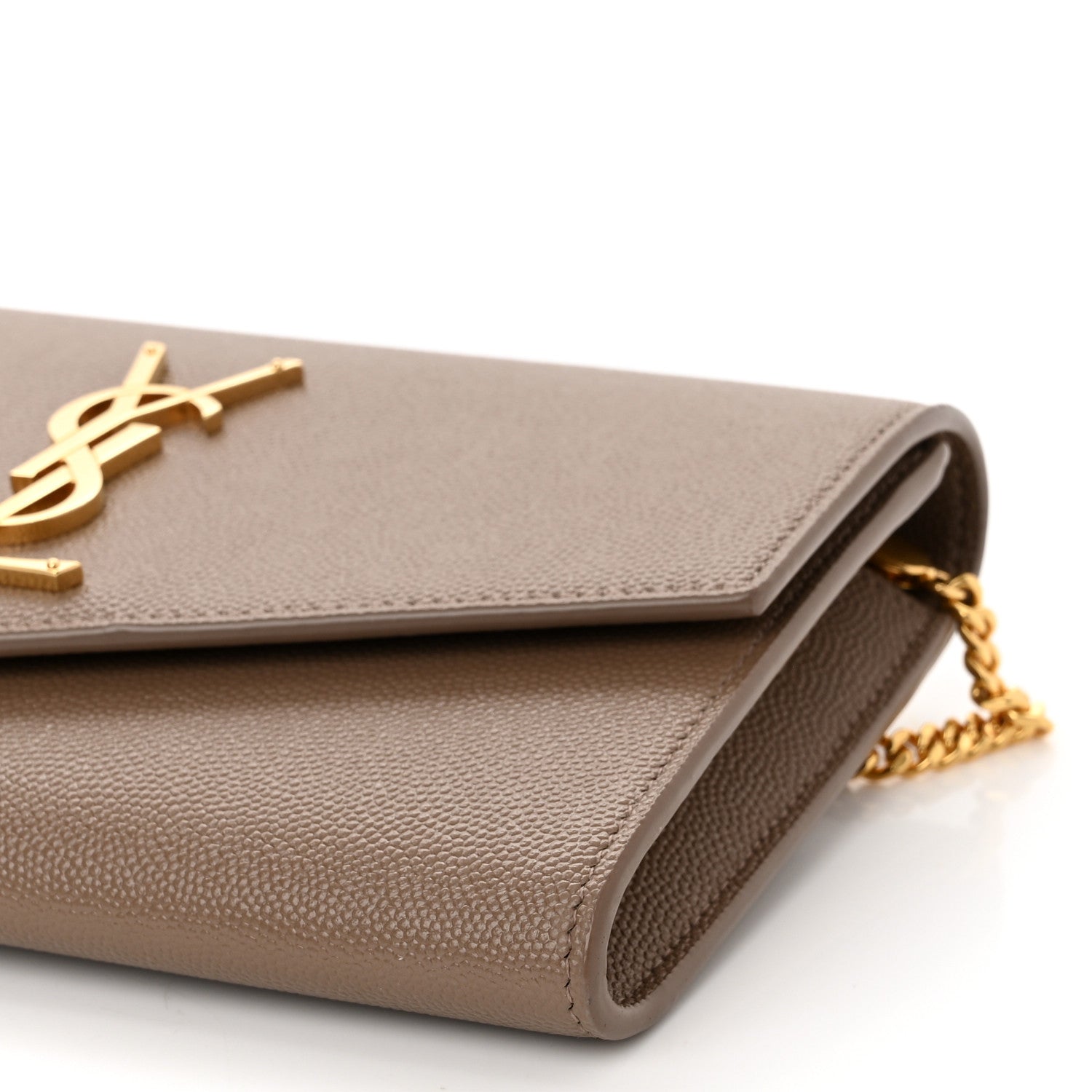 Saint Laurent Grain De Poudre Monogram Uptown Chain Wallet Taupe 11 of 13