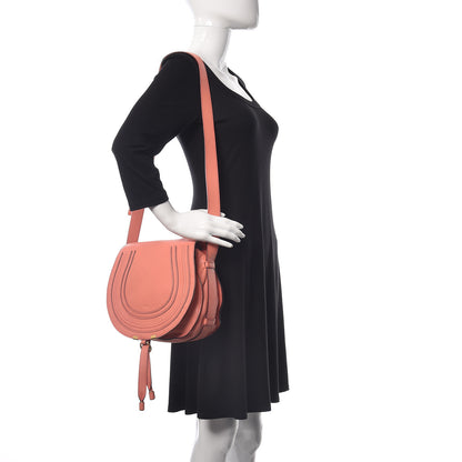 Chloe Grained Calfskin Medium Marcie Saddle Bag Coral Pop 2 of 14