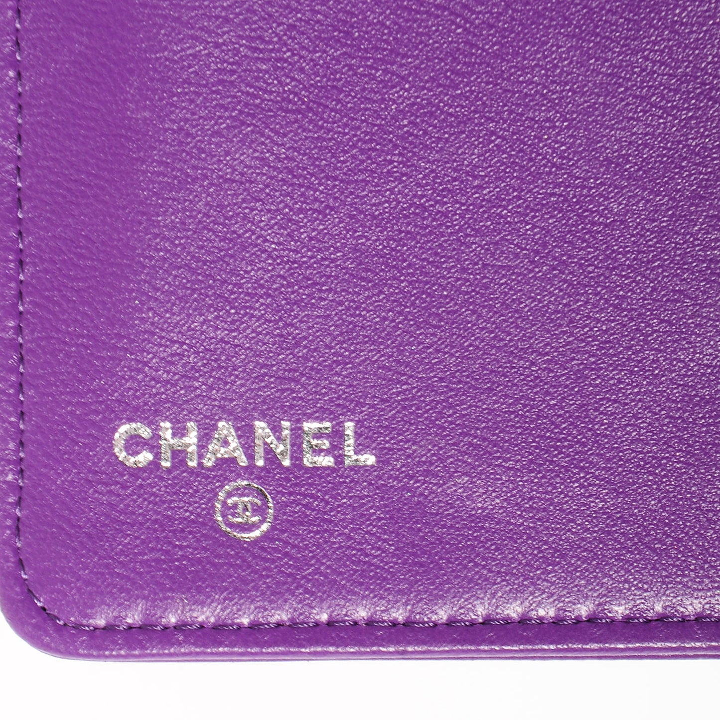 Lambskin Quilted Boy Yen Wallet Purple