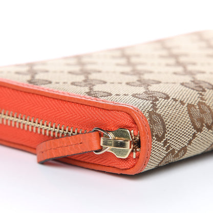 Gucci Monogram Dollar Calfskin Zip Around Wallet Beige Ebony Sun Orange 8 of 10