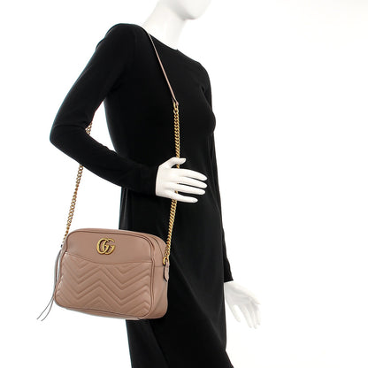 Gucci Calfskin Matelasse Medium GG Marmont Chain Shoulder Bag Porcelain Rose 2 of 11