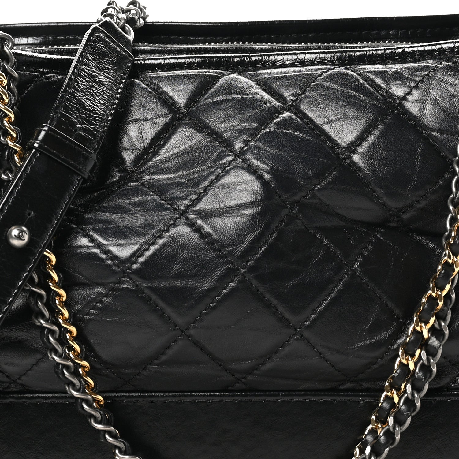 Chanel Aged Calfskin Quilted Medium Gabrielle Hobo Black 8 of 11
