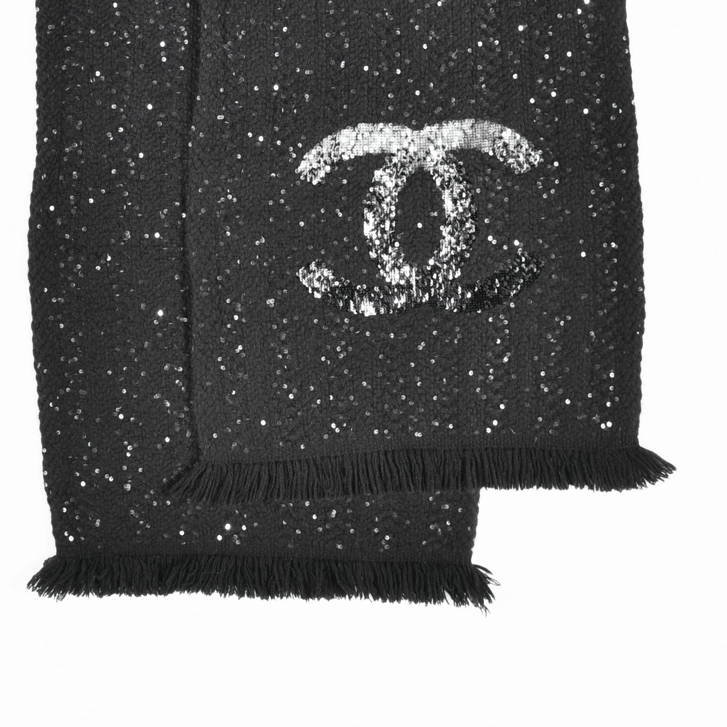 Cashmere Silk Sequin CC Scarf Black