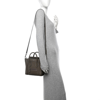 Celine Drummed Calfskin Nano Luggage Souris 2 of 10