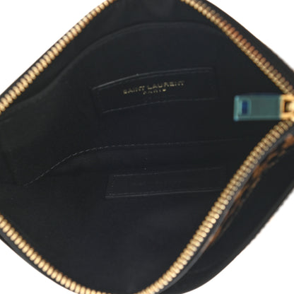 Saint Laurent Calfskin Monogram Printed Leopard Zip Bill Pouch Dark Gold Black 5 of 8