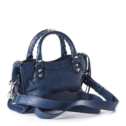 Balenciaga Agneau Classic Silver Hardware Mini City Bleu Profond 3 of 11